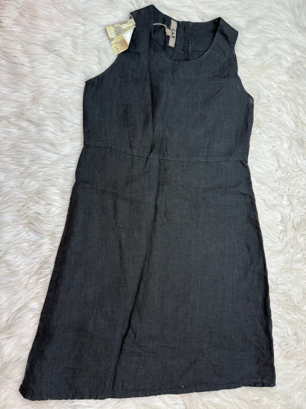 FLAX Womens Button Back Sleeveless Linen Sheath Dress‎ Black Size S NWT Natural